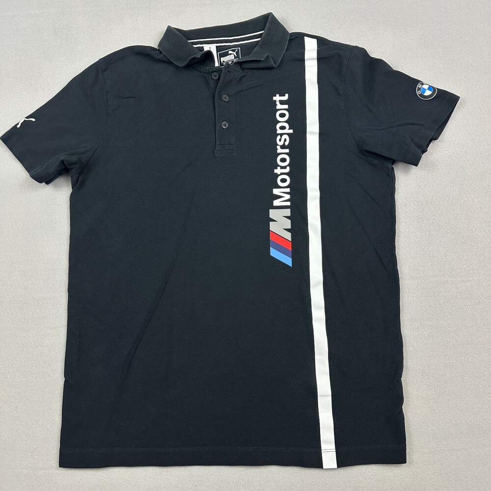Puma Polo Shirt Men Medium Black BMW Motorsport Racing Short Sleeve Graphic M